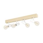 Eglo Ceiling Light Townshend 3 Wood Steel White | IP20 - Suitable for 4x E27 